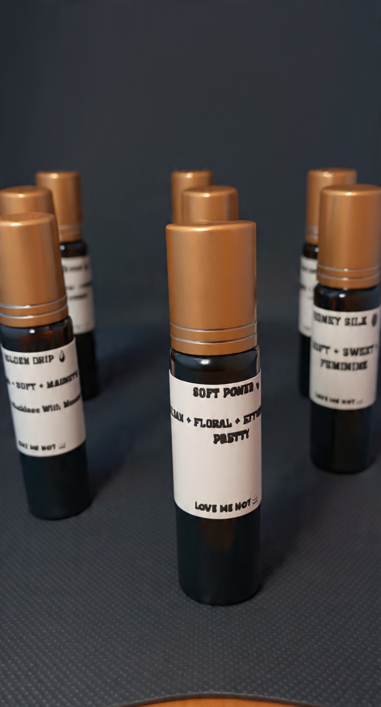 Soft Power and LOVE ME NOT women’s fragrance roller bottles